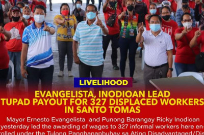 Santo Tomas LGU awards TUPAD wages of 327 informal workers