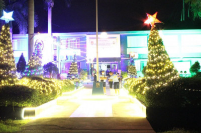 PRO 11 headquarters Christmas light-up.