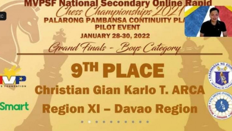 Young Panaboan NM gets 9th place in MVPSF National Secondary Online Rapid Chess Championship Grand Finals