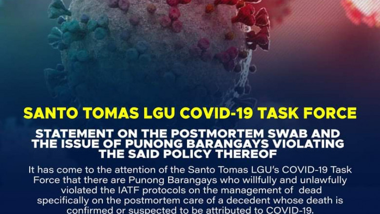 Santo Tomas LGU:  Postmortem swab test still part of protocol