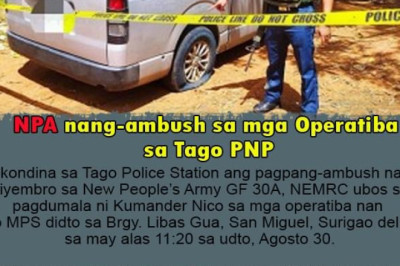 Mga pulis sa Surigao del Sur, nakaligtas sa pananambang ng mga NPA