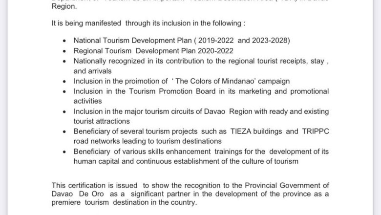 Davao de Oro named tourism destination
