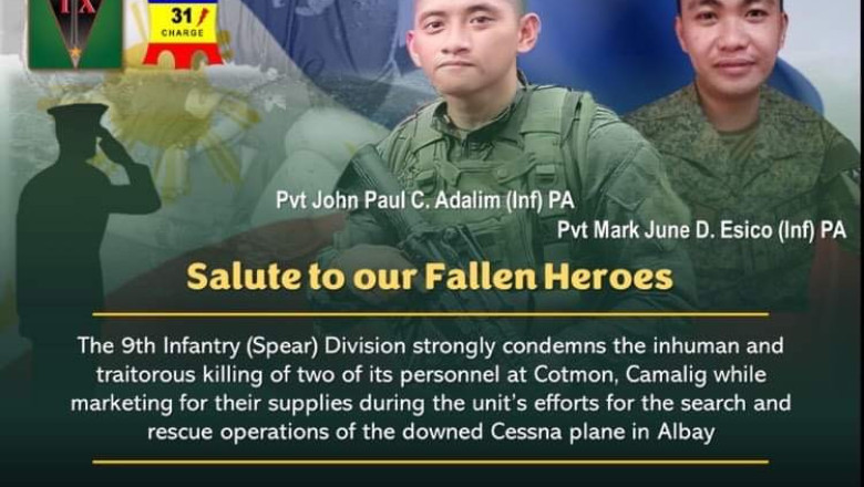 2 sundalo sa search and rescue unit sa nahagsa nga CESSNA plane, patay sa ambush sa Bicol