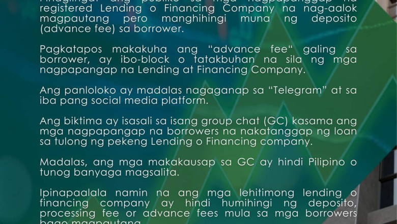 BABALA NG SEC DAVAO TUNGKOL SA ADVANCE FEE SCAM