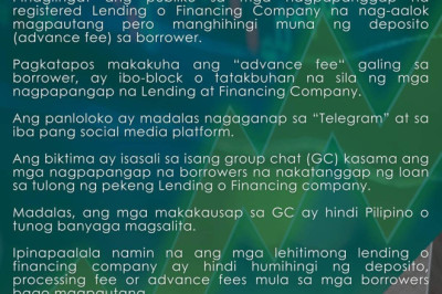 BABALA NG SEC DAVAO TUNGKOL SA ADVANCE FEE SCAM