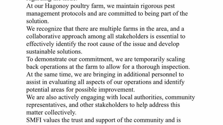 Statement of SMFI on fly infestation in Hagonoy