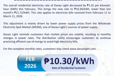 Davao Light bares lower electricity rate this February