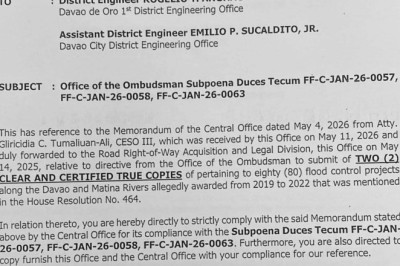 Ombudsman moves  on Davao flood projects hours after Tinio complaint