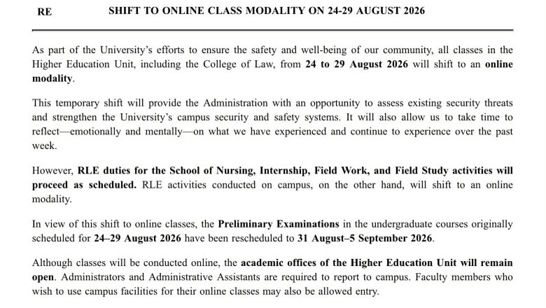 Ateneo de Davao shifts higher education classes online amid security assessment