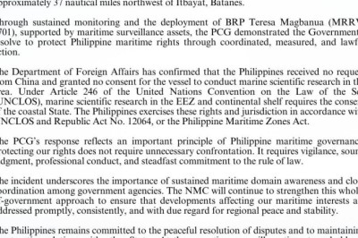 NMC commends PCG response to Chinese research vessel